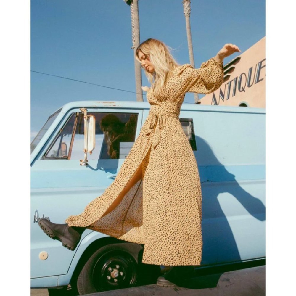 Billabong BNWT Nine Lives Wrap Maxi Dress Gold Dust Long Maxi Size XS - Picture 3 of 12